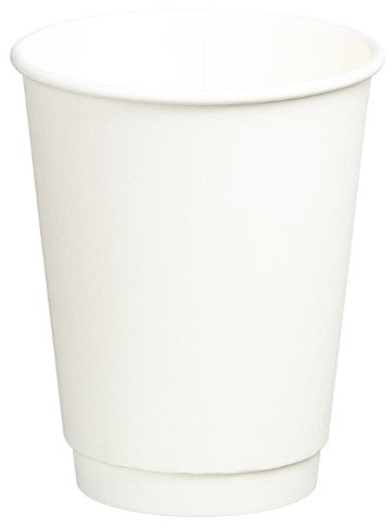 Double Wall PE Paper Cups - White, 12oz, 390ml (500) *90mm Diameter