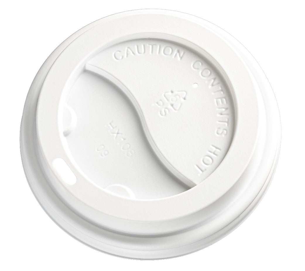 PS Plastic Cup Lids - White, 80mm Diameter (1000)