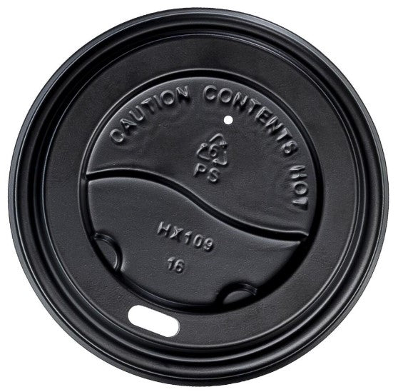 PS Plastic Cup Lids - Black, 80mm Diameter (1000)