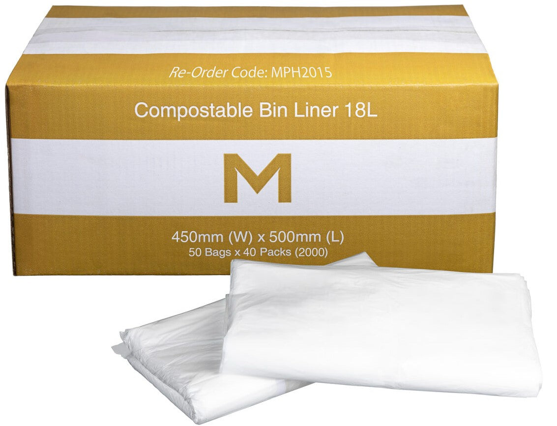 FP Compostable Bin Liner 18L - White, 450mm x 500mm x 20mu (2000)