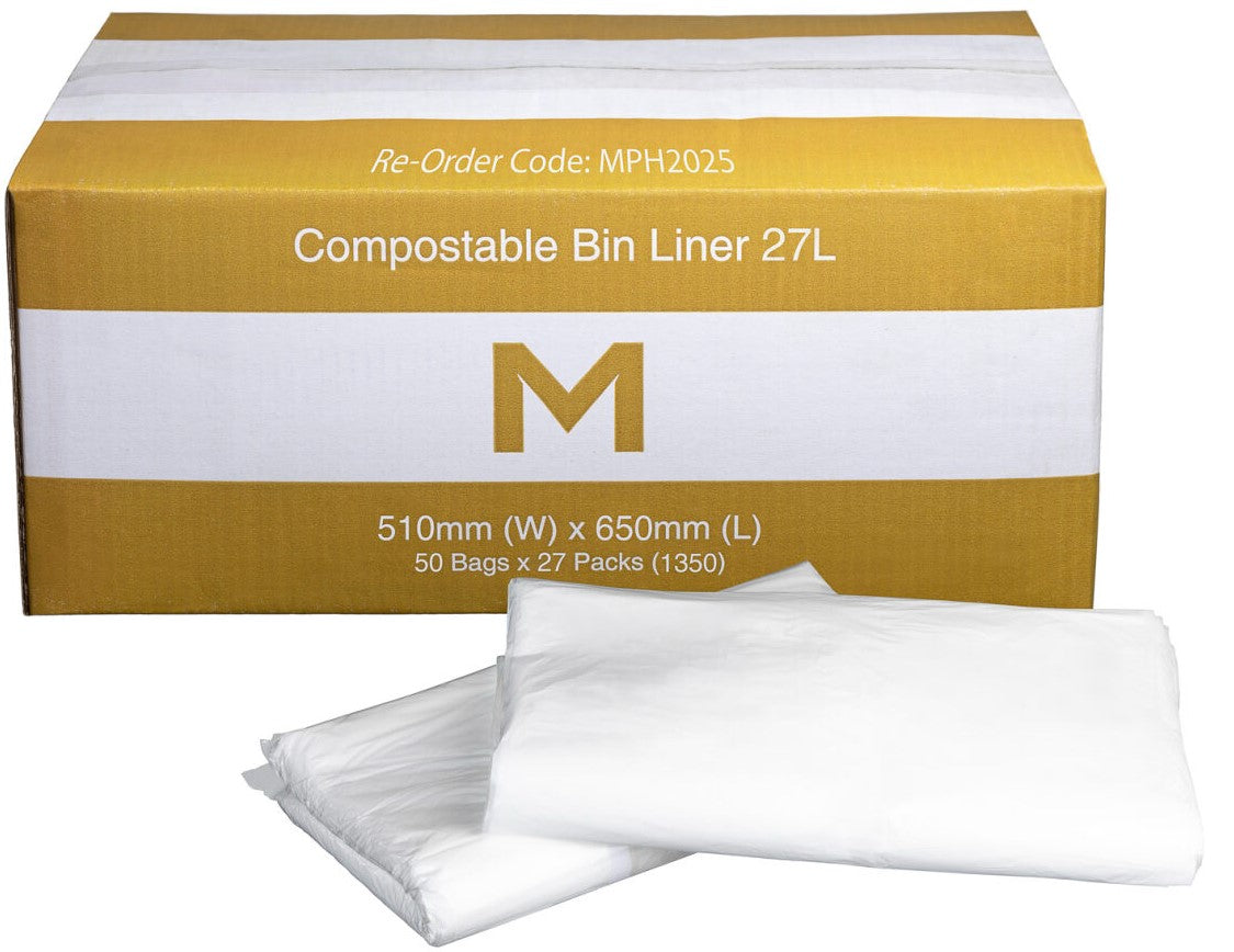 FP Compostable Bin Liner 27L - White, 510mm x 650mm x 20mu (1350)