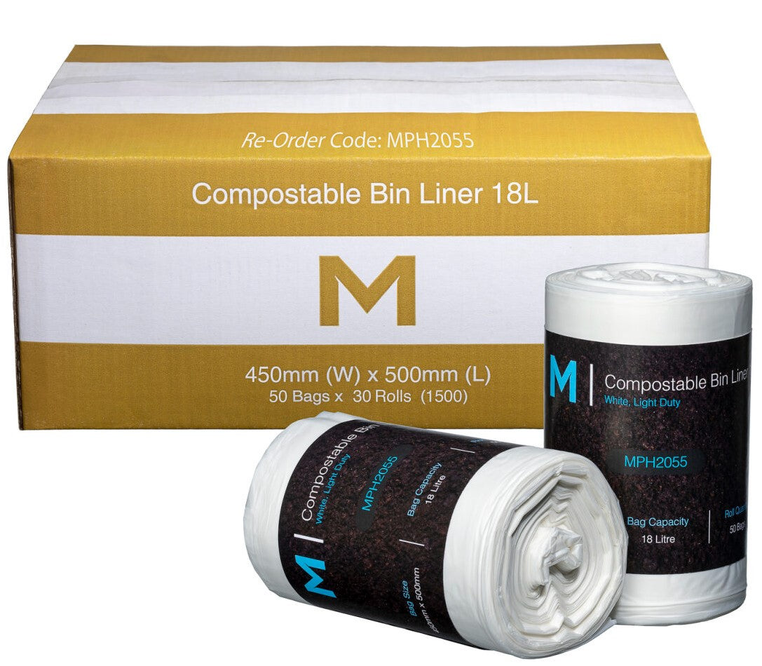 POR Compostable Bin Liner 18L - White, 450mm x 500mm x 15mu (1500)