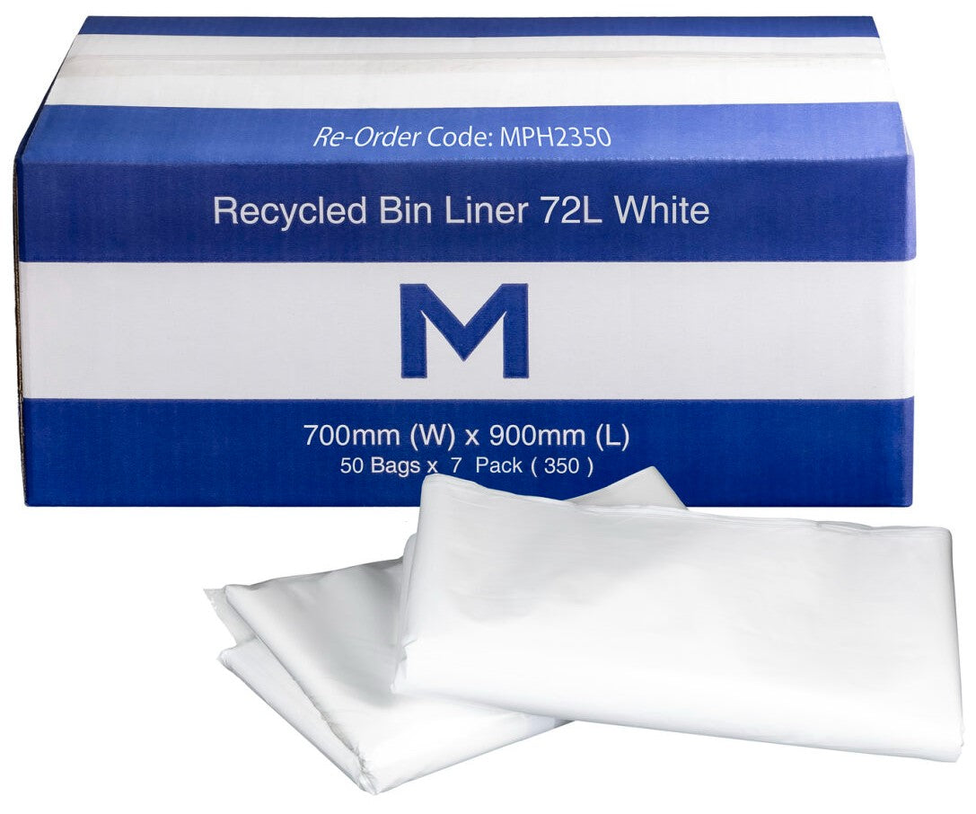 FP Recycled Bin Liner 72L - White, 700mm x 900mm x 40mu (350)