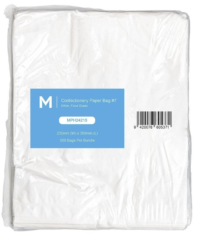 Confectionery Paper Bag #7 - White, 235mm x 300mm, 40gsm (500)