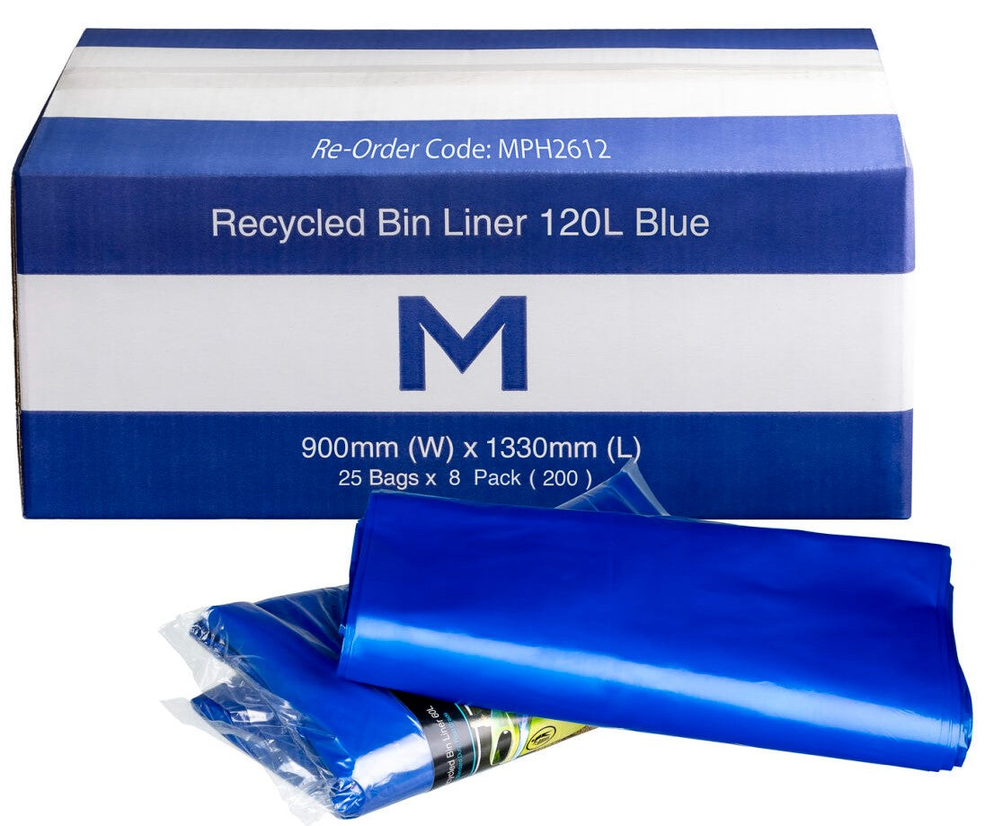 FP Recycled Bin Liner 120L - Blue, 900mm x 1330mm x 30mu (200)