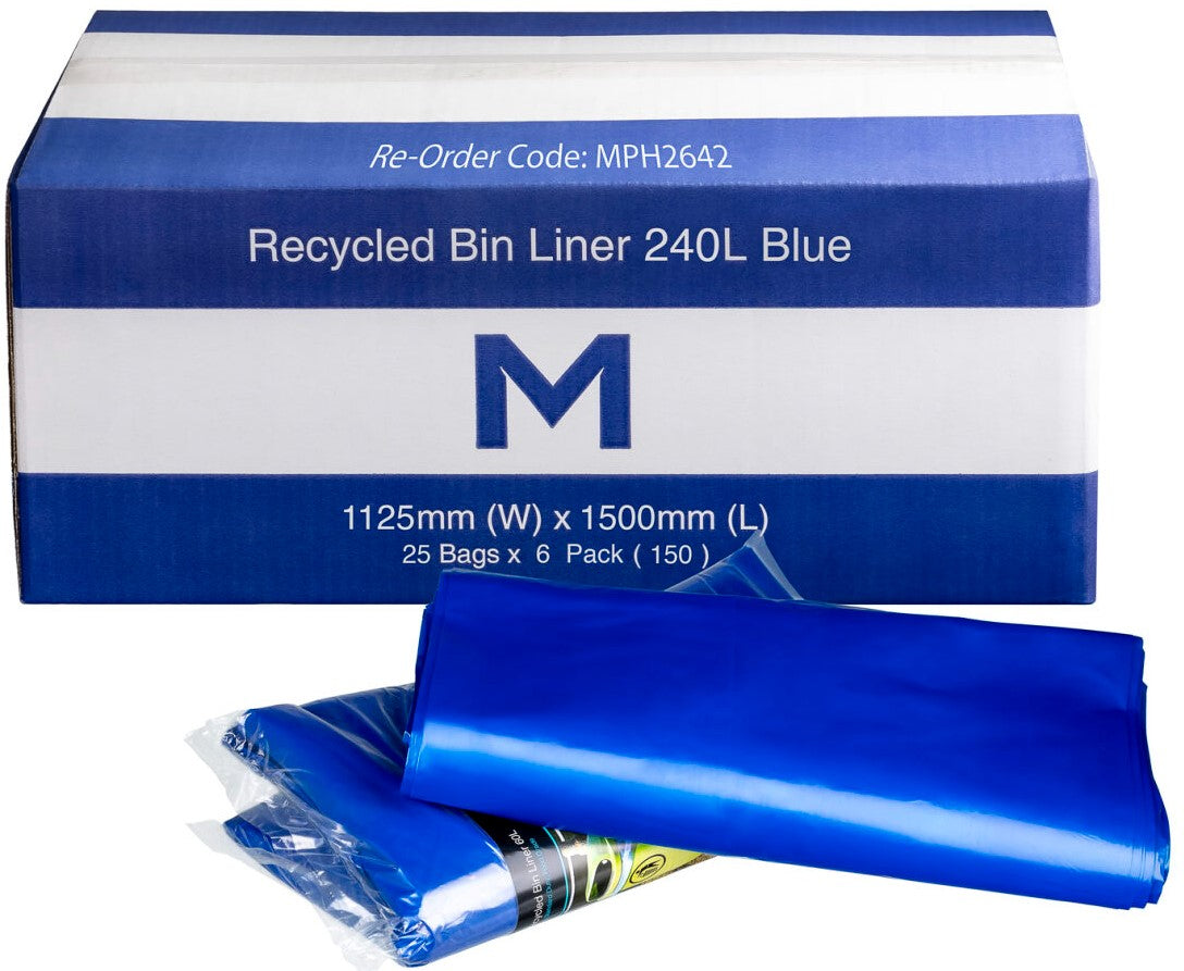 FP Recycled Bin Liner 240L - Blue, 1125mm x 1500mm x 30mu (150)