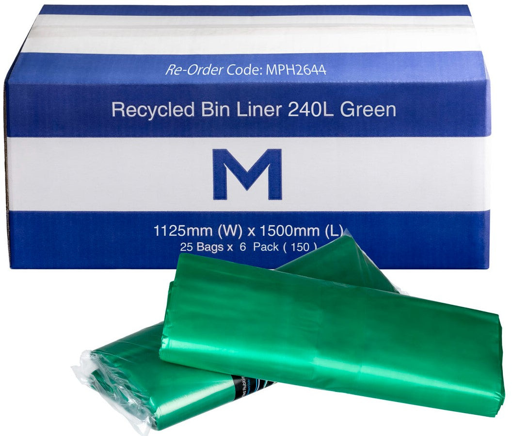 FP Recycled Bin Liner 240L - Green, 1125mm x 1500mm x 30mu (150)
