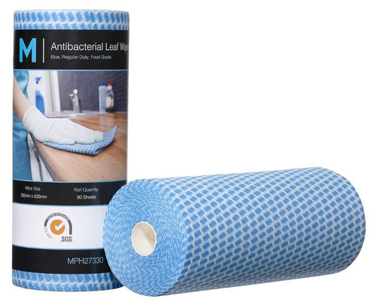 Antibacterial Leaf Wipes - Blue, 300mm x 500mm, 90 Sheets, 60gsm (4) *Regular Duty