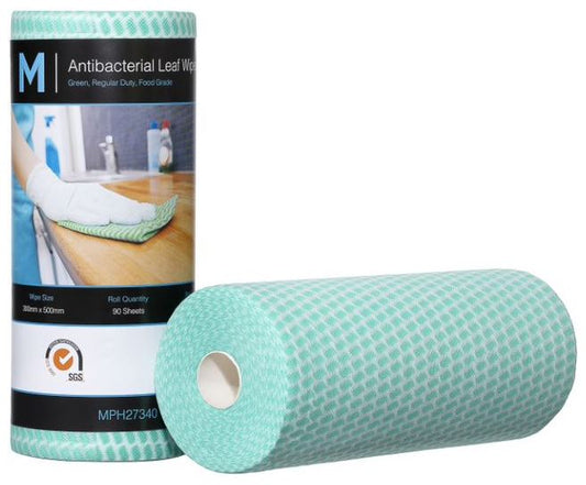 Antibacterial Leaf Wipes - Green, 300mm x 500mm, 90 Sheets, 60gsm (4) *Regular Duty