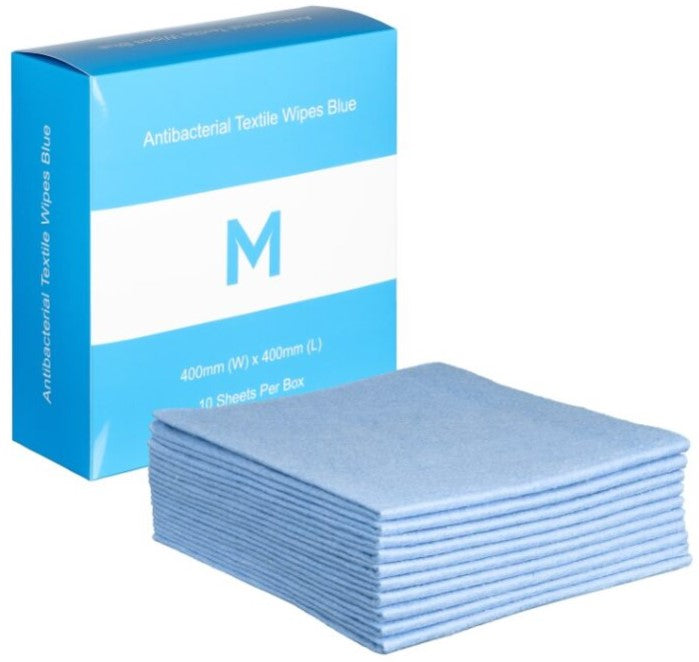 Antibacterial Textile Wipes - Blue, 400mm x 400mm, 140gsm (10)