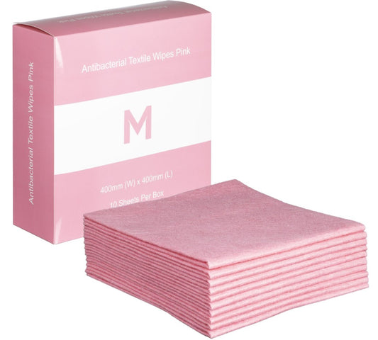 Antibacterial Textile Wipes - Pink, 400mm x 400mm, 140gsm (10)