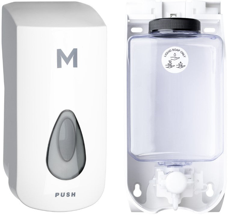 Liquid Wall Dispenser - White, 1000ml Capacity (1) + Includes Empty Cartridge