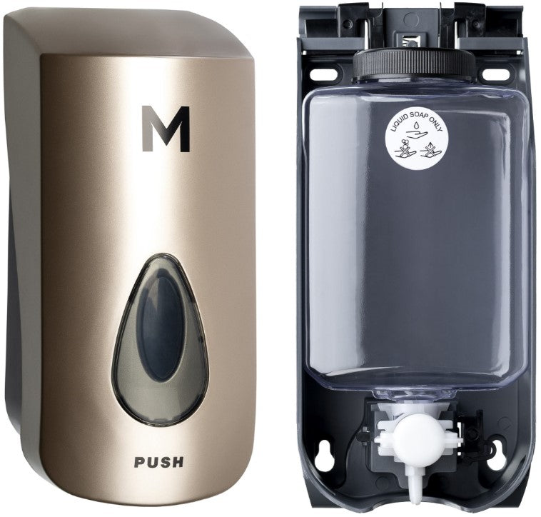 Liquid Wall Dispenser - Gold, 1000ml Capacity (1) + Includes Empty Cartridge