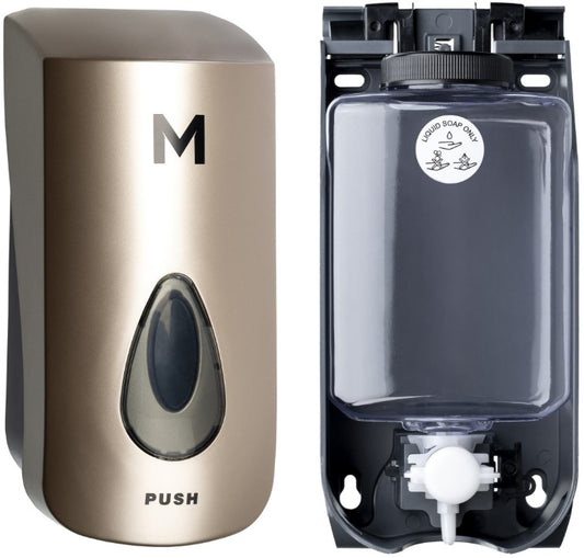 Liquid Wall Dispenser - Gold, 1000ml Capacity (1) + Includes Empty Cartridge