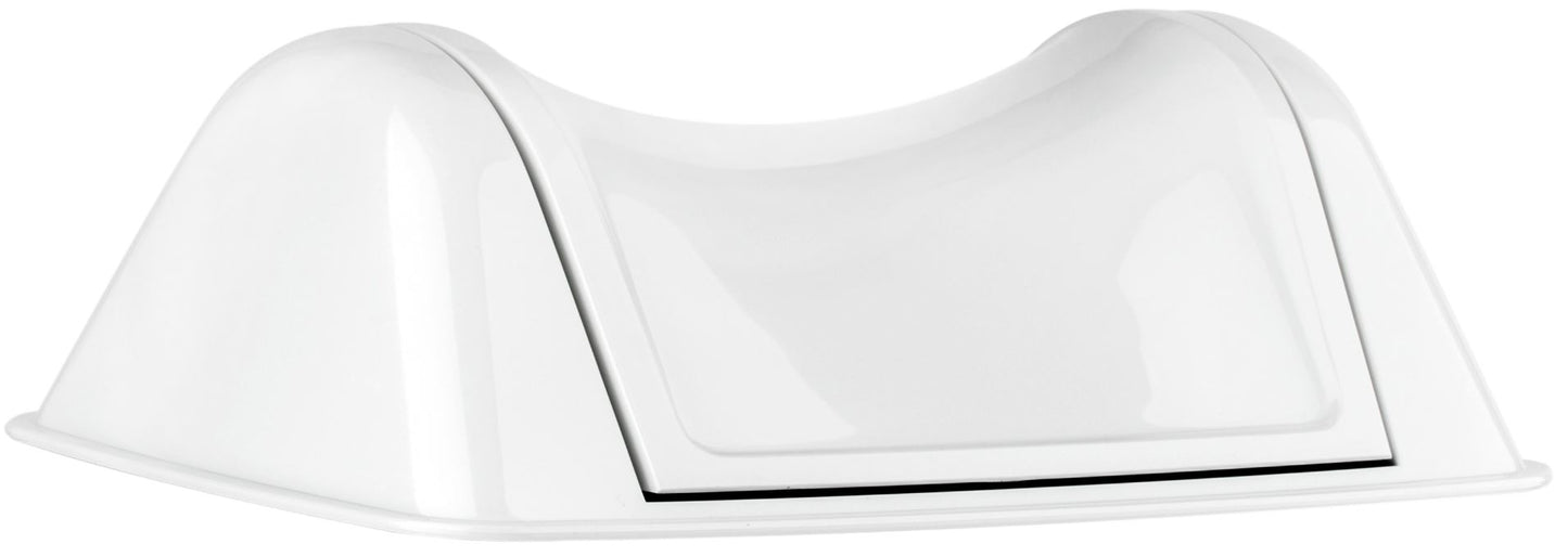 Plastic Rectangle Bin 8L Swing Lid - White, Weighted Swing Design (1)