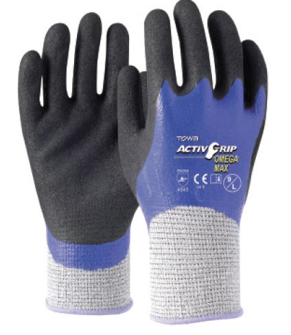ActivGrip Omega Max Gloves - Blue/Black, L, 13 Gauge (12) *Rating - 4543C
