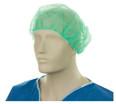 Polypropylene Bouffant Hats - Green, 610mm Wide , 12gsm (600) *For Larger Hair Styles