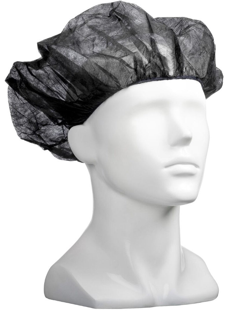 Polypropylene Bouffant Hats - Black, 610mm Wide, 12gsm (600) *For Larger Hair Styles