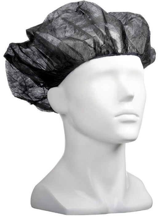 Polypropylene Bouffant Hats - Black, 610mm Wide, 12gsm (600) *For Larger Hair Styles