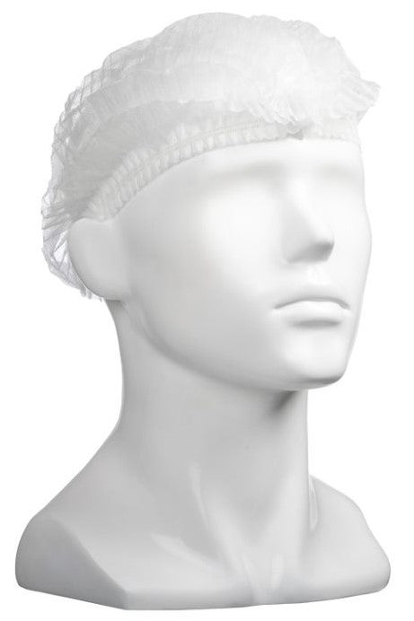Polypropylene Crimp Hats - White, 530mm Wide, 12gsm (1000)