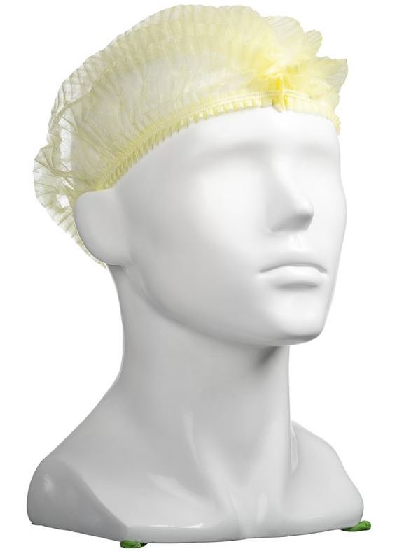 Polypropylene Crimp Hats - Yellow, 530mm Wide, 12gsm (1000)