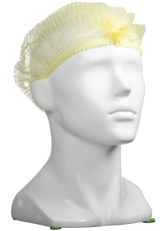 Polypropylene Crimp Hats - Yellow, 530mm Wide, 12gsm (1000)