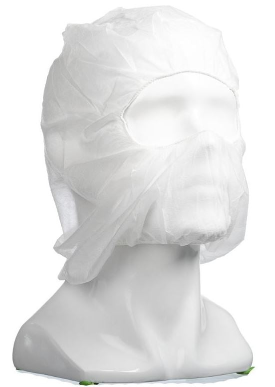 Polypropylene Full Face Balaclavas - White, Elasticated, 25gsm (400)