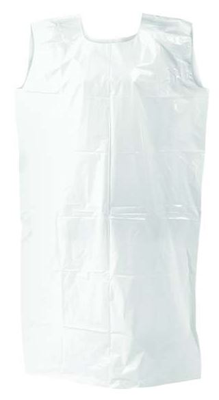 Polyethylene Sleeveless Aprons - White, 800mm x 1400mm x 30mu (250)