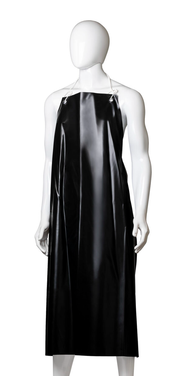 Reusable PVC Apron with Hooks - Black, 900mm x 1200mm, 300mu (20)