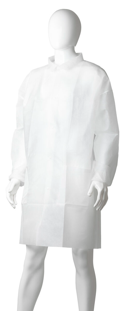 Polypropylene Domed Laboratory Coat - White, 4XL, 45gsm (25)