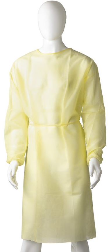 Polypropylene Isolation Gown - Yellow, 1200mm x 1400mm, 40gsm (30)