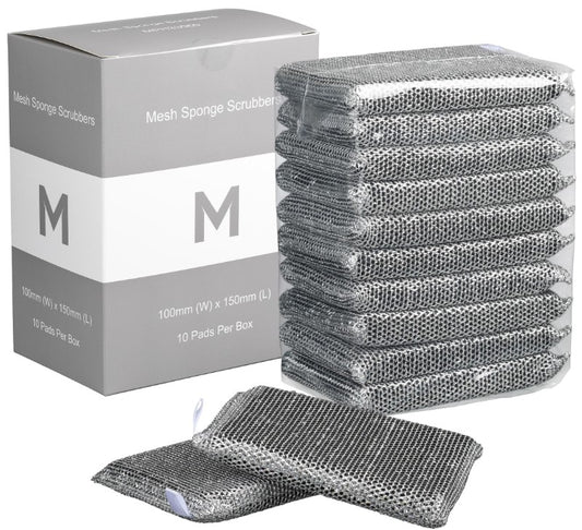 Mesh Sponge Scrubbers - Silver/Black, 100mm x 150mm x 20mm (40)