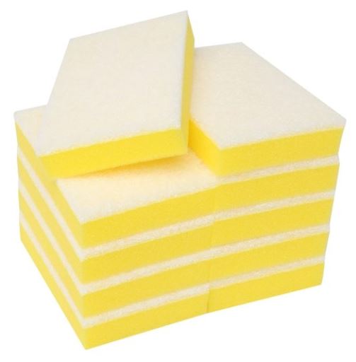 Non Scratch Scouring Sponges - Yellow/White, 100mm x 150mm x 30mm (40) *Full Size