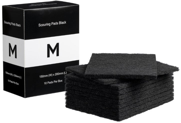 Regular Scouring Pads - Black, 150mm x 200mm x 8mm (80) *Extra Heavy Duty