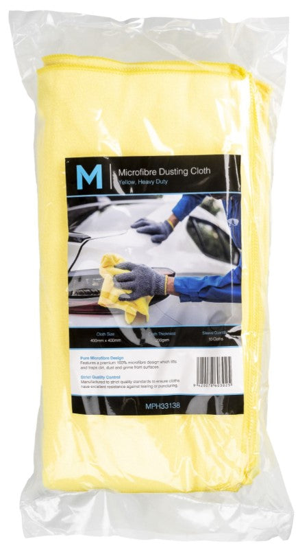 Microfibre Dusting Cloth - Yellow, 400mm x 400mm, 200gsm (10)