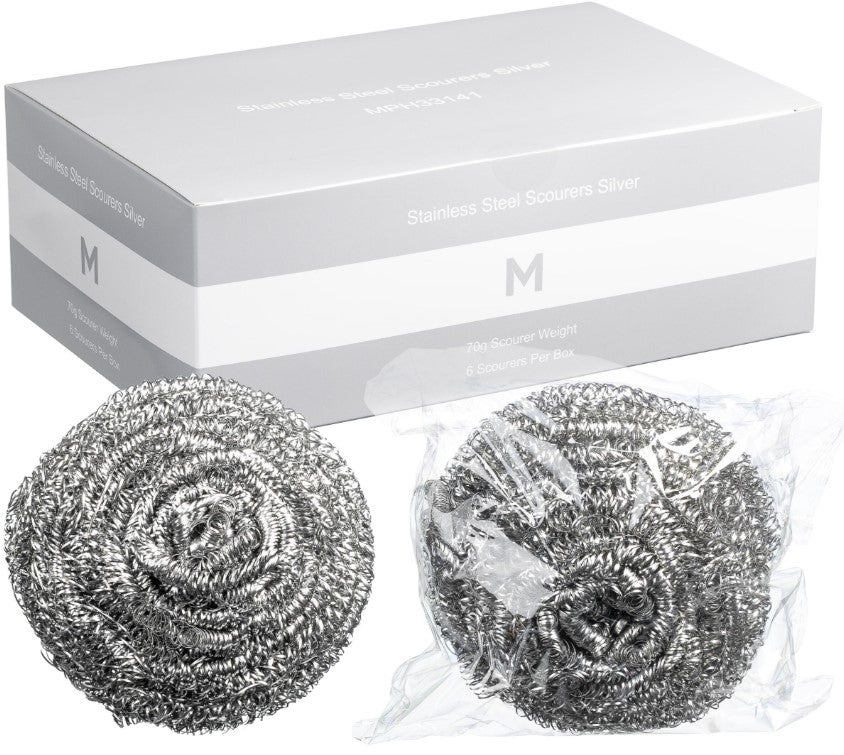 Stainless Steel Scourer - Silver, 70g Scourer Weight (60) *Individually Wrapped