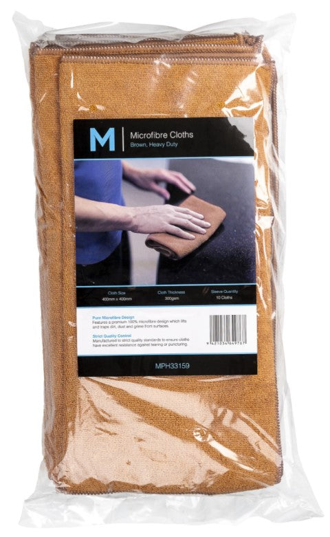 Microfibre Cloths - Brown, 400mm x 400mm, 300gsm (10)