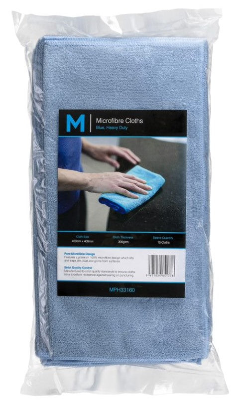 Microfibre Cloths - Blue, 400mm x 400mm, 300gsm (10)