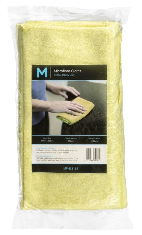 Microfibre Cloths - Yellow, 400mm x 400mm, 300gsm (10)