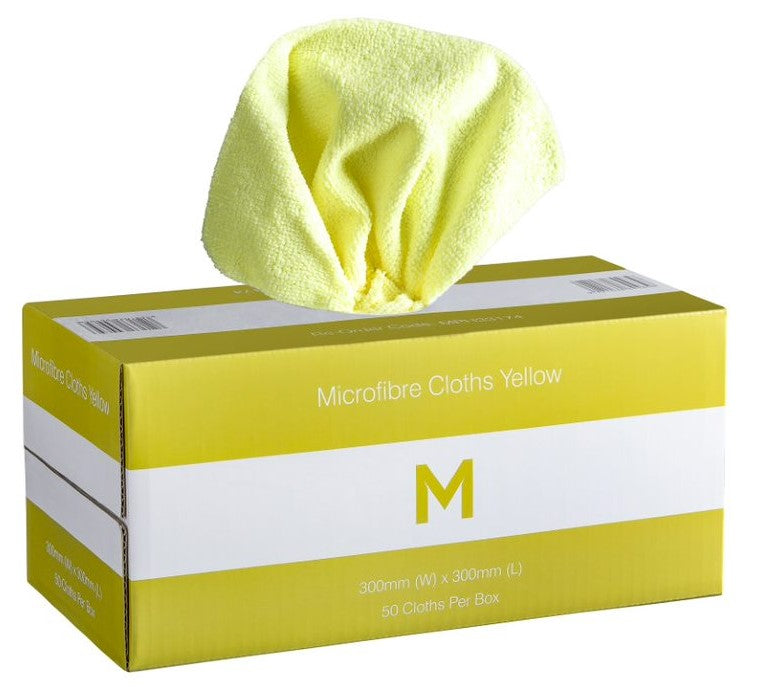 Dispenser Microfibre Cloths - Yellow, 300mm x 300mm, 185gsm (50)