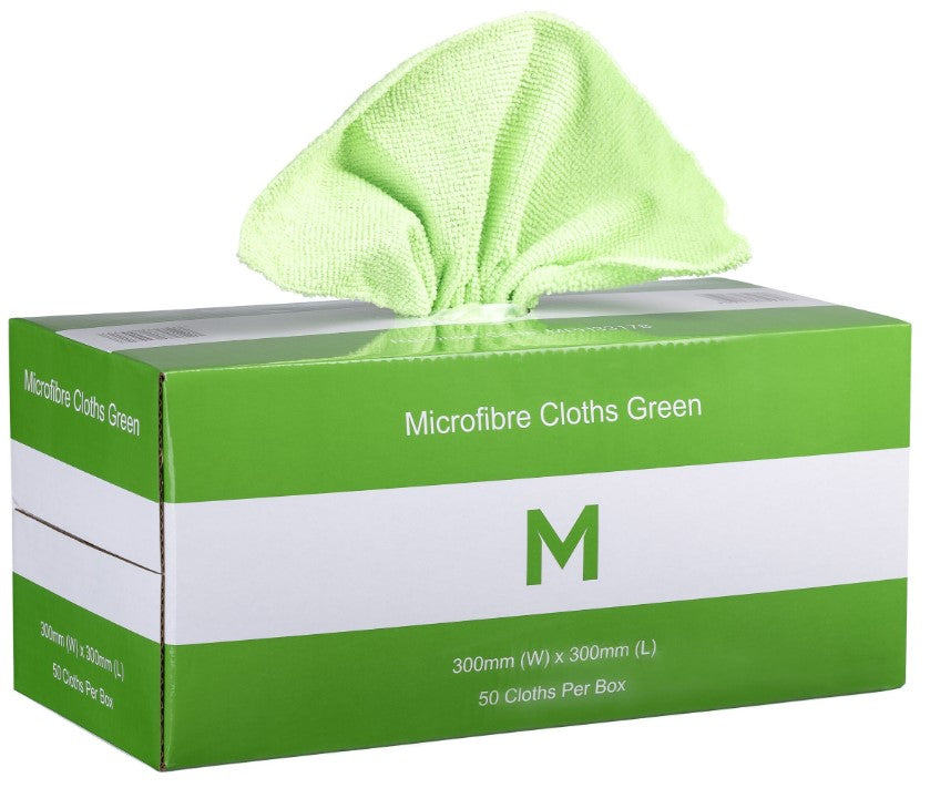 Dispenser Microfibre Cloths - Green, 300mm x 300mm, 185gsm (50)