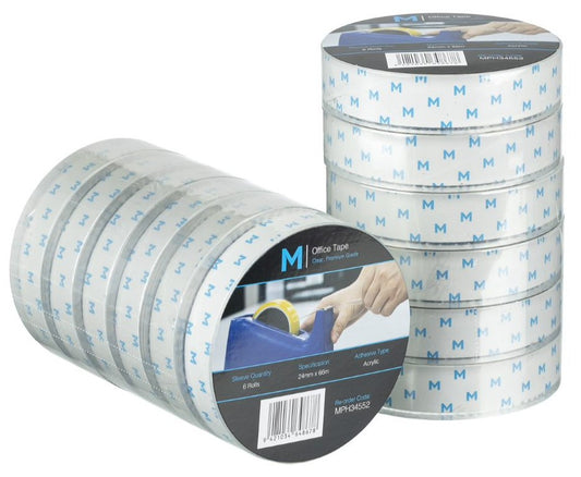 Acrylic Office Tape - Clear, 24mm x 66m x 45mu, 76.2mm Core (72) *Large Core