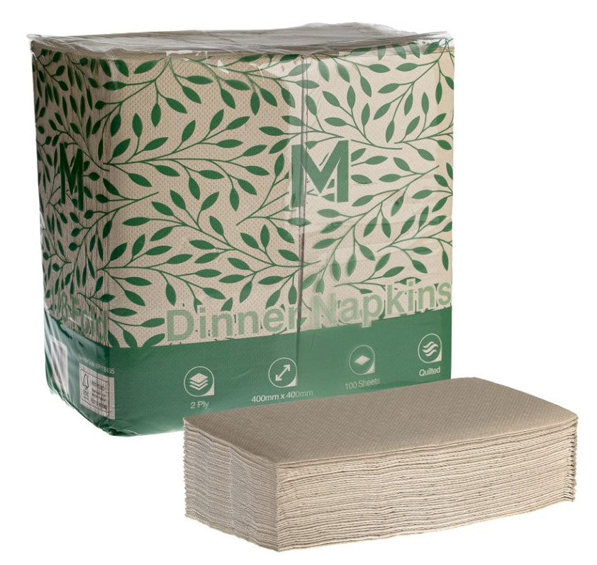 Quilted Dinner Napkins 1/8 Fold - Brown, 400mm x 400mm, 2 Ply, FSC Recycled® (800)