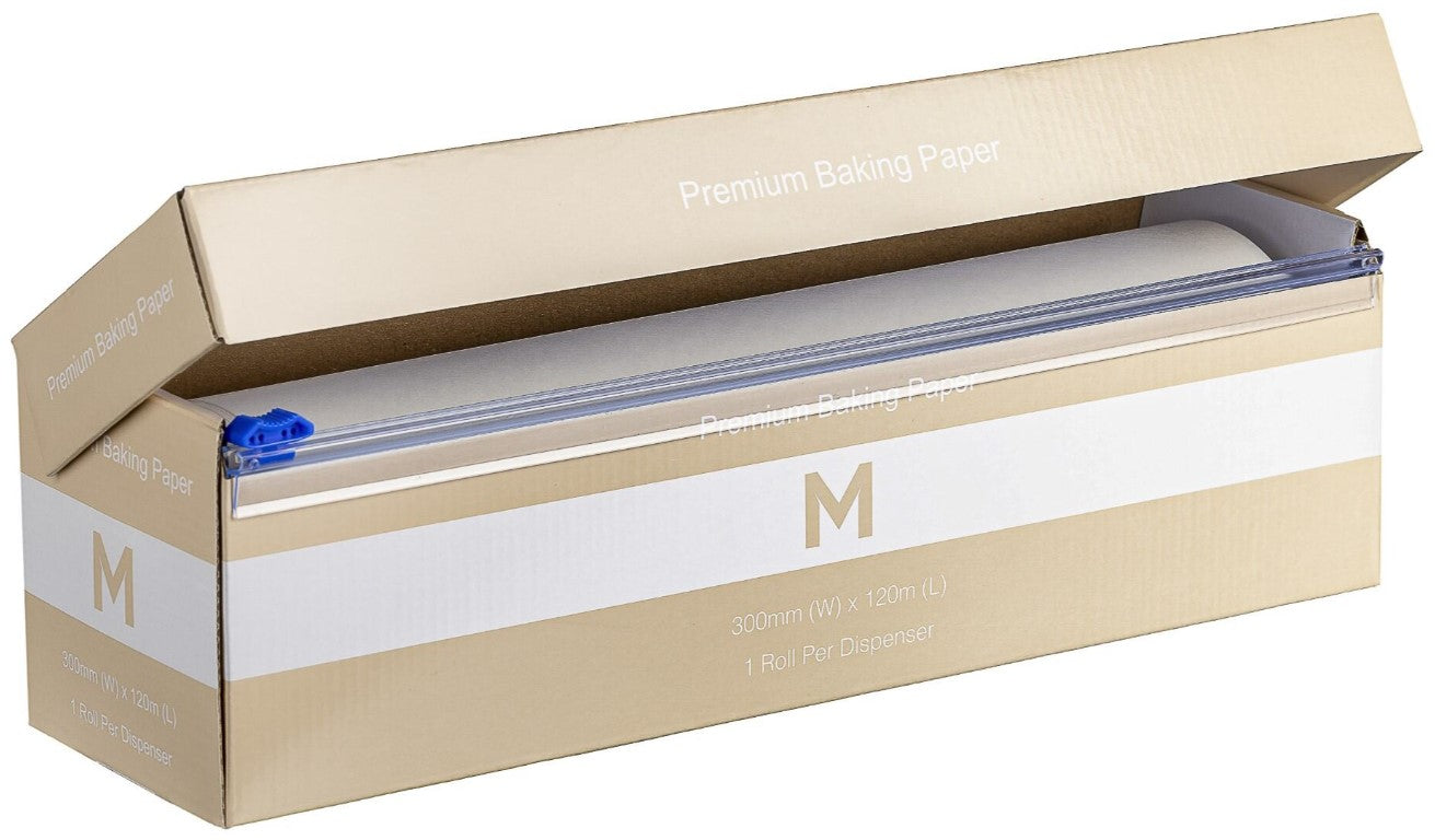 Premium Baking Paper Dispenser - White, 300mm x 120m, 45gsm (6) *230C° Resistance