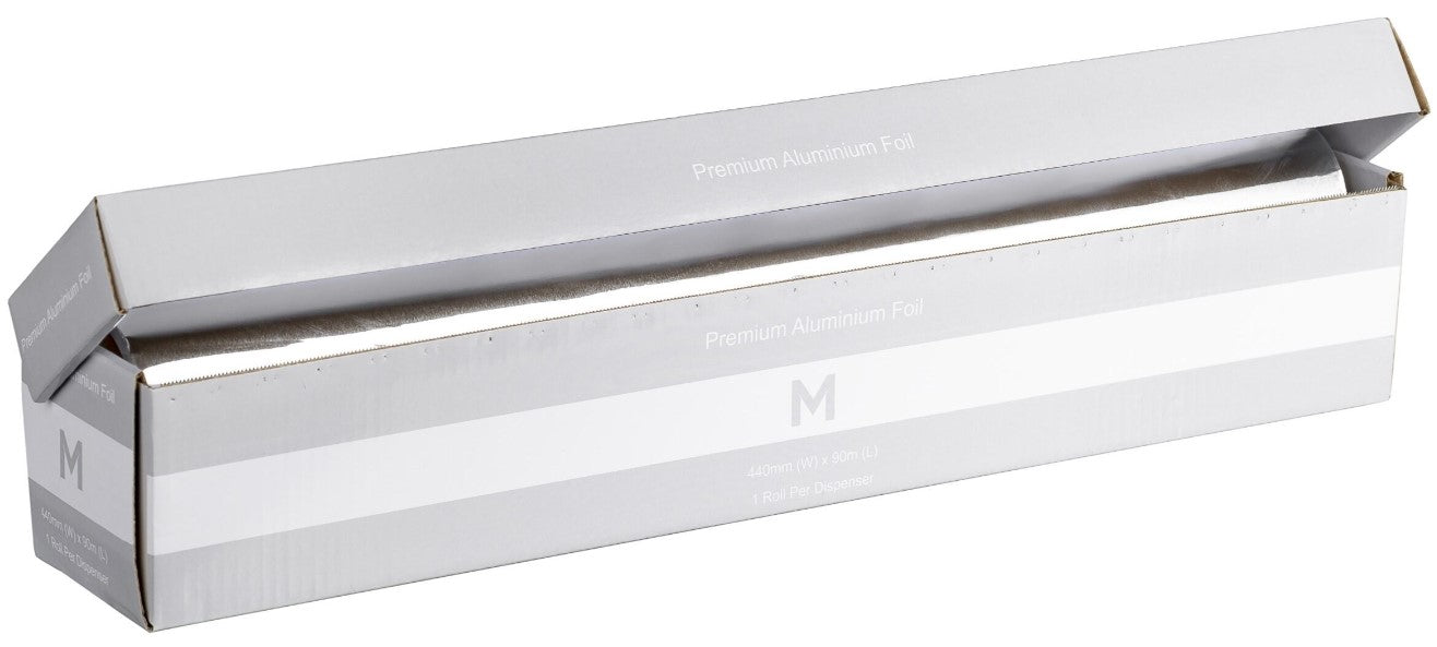 Premium Aluminium Foil Dispenser - Silver, 440mm x 90m x 13mu (6) *Regular Duty