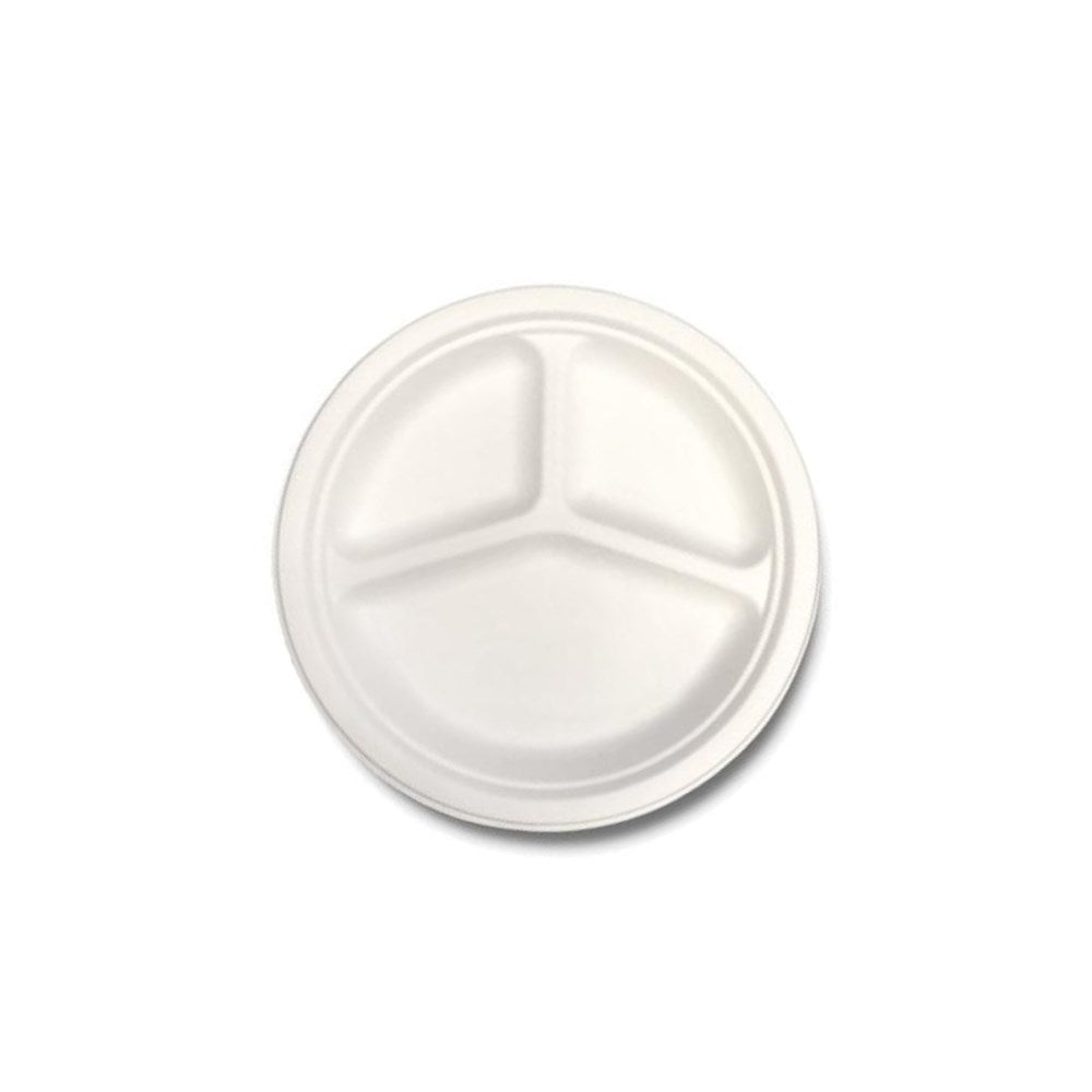 Sugarcane Round Plate 3CP 50pc/pk - 10"