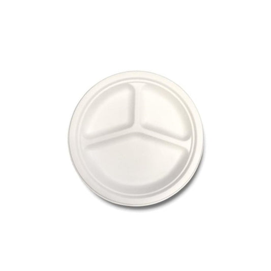Sugarcane Round Plate 3CP 50pc/pk - 10"