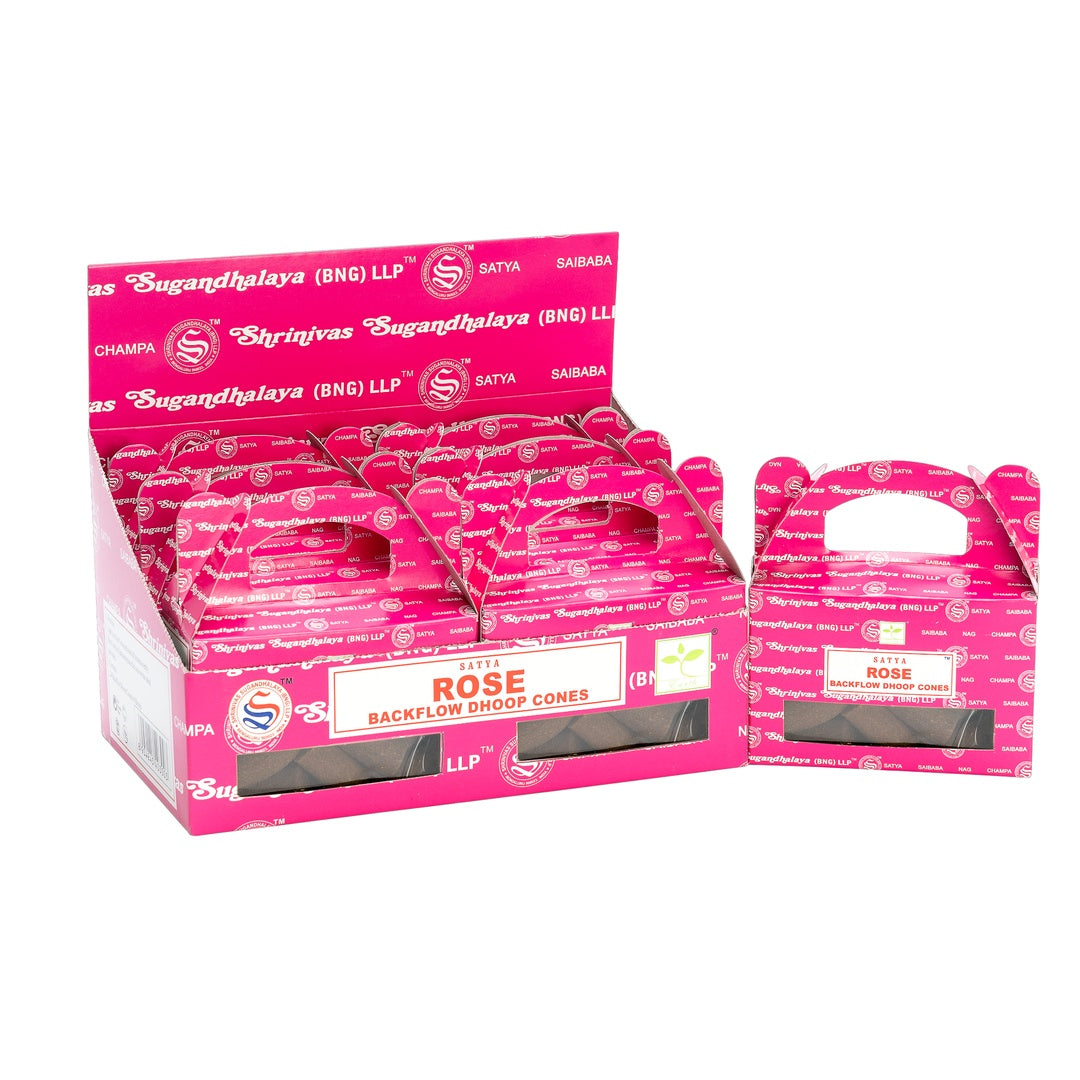 Satya Rose Backflow Dhoop Cones – Pack of 6