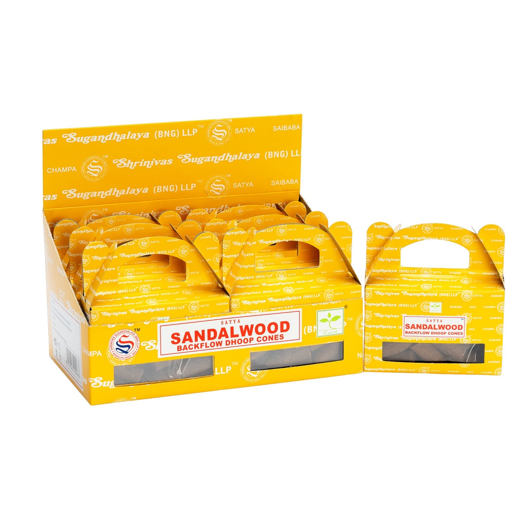 Satya Sandalwood Backflow Dhoop Cones – Pack of 6