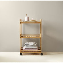 Load image into Gallery viewer, Bamboo 3-Tier Trolley with wheels
